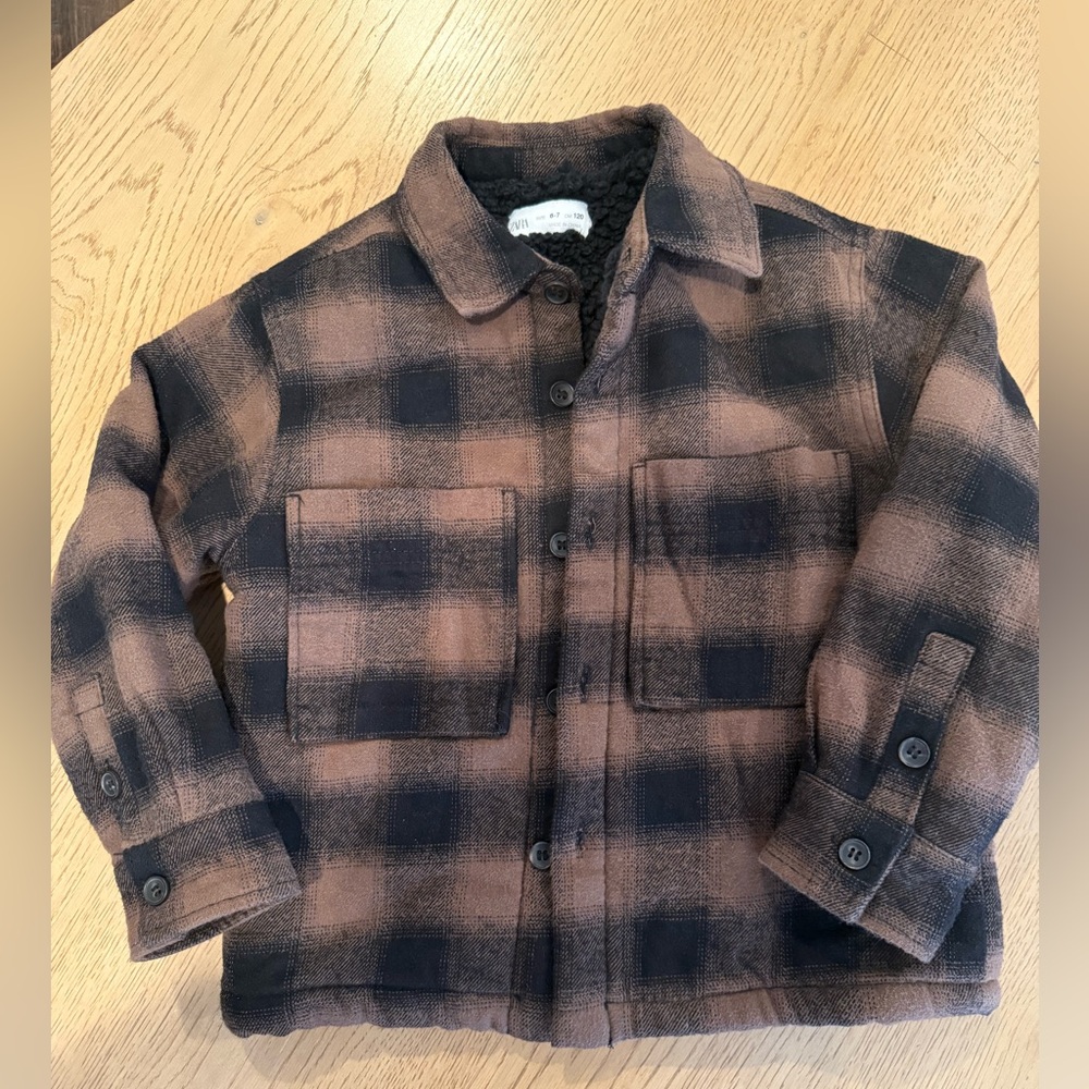 Zara Brown and Black Textured Jacket